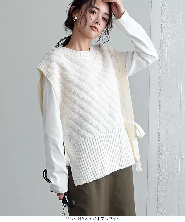 サイドリボンループニットベスト [C6147] | トップス全品送料無料！11