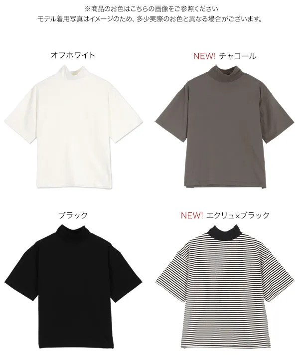 ヘビーコットンハイネックスリットTシャツ [C6180]   　