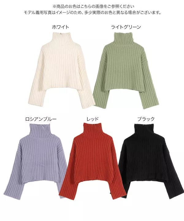 太リブワイドスリーブニット [C6186] - レディースファッション通販