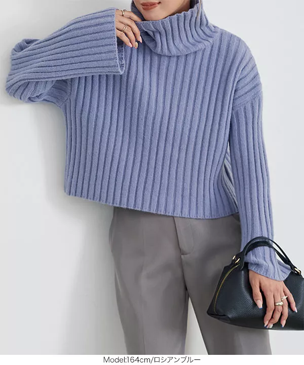 太リブワイドスリーブニット [C6186] - レディースファッション通販
