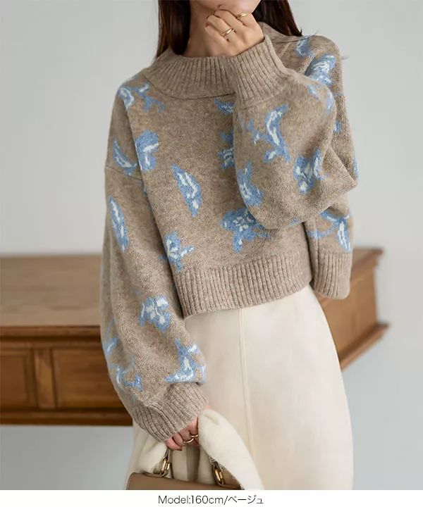 フラワージャガードニット [C6212] - レディースファッション通販 神戸