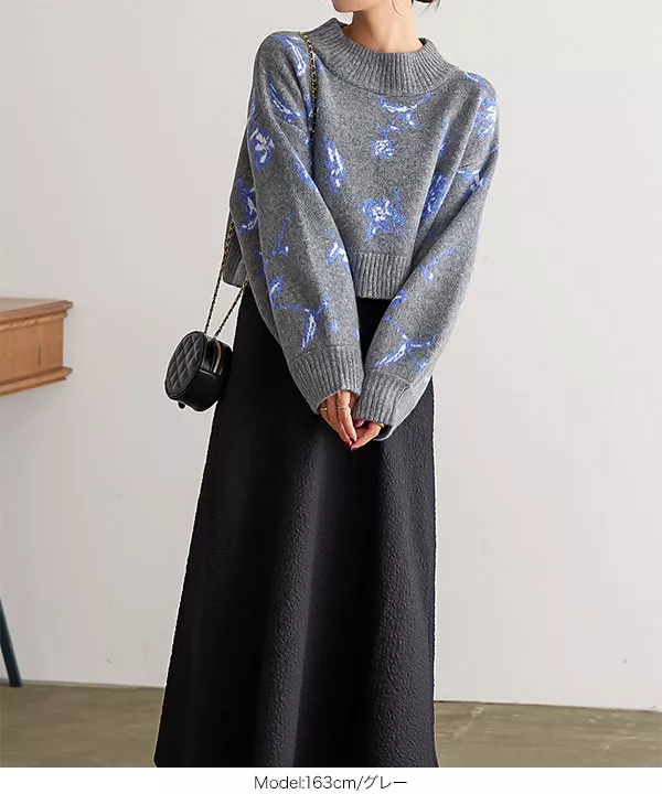 フラワージャガードニット [C6212] - レディースファッション通販 神戸