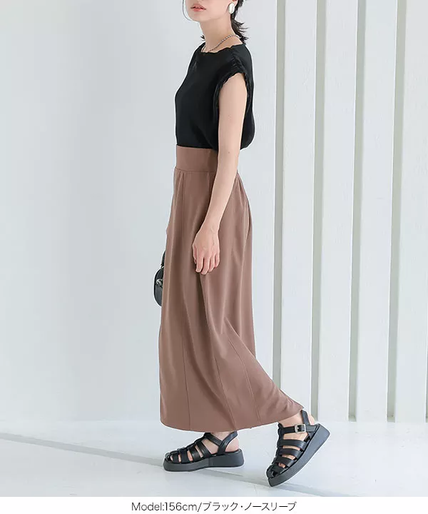 ノースリーブ or 5分袖 ] メロウプリーツトップス [C6217