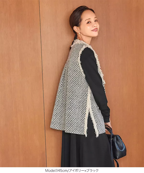 神戸レタス　ツイードジレ 田中亜希子さんコラボ ] ツイードジレ [C6222] - レディース