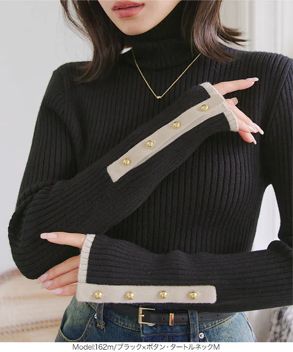 PUCCI 黒 リブニット トップス もっちりリブニットトップス [C6260] - レディースファッション