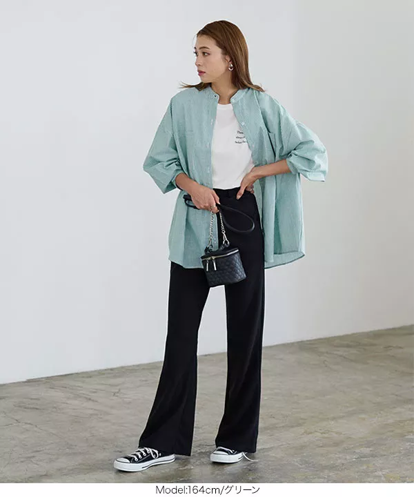ストライプバンドカラーシャツ [C6277] | トップス全品送料無料！9/11(金)18:00〜9/14(月)朝11:59まで