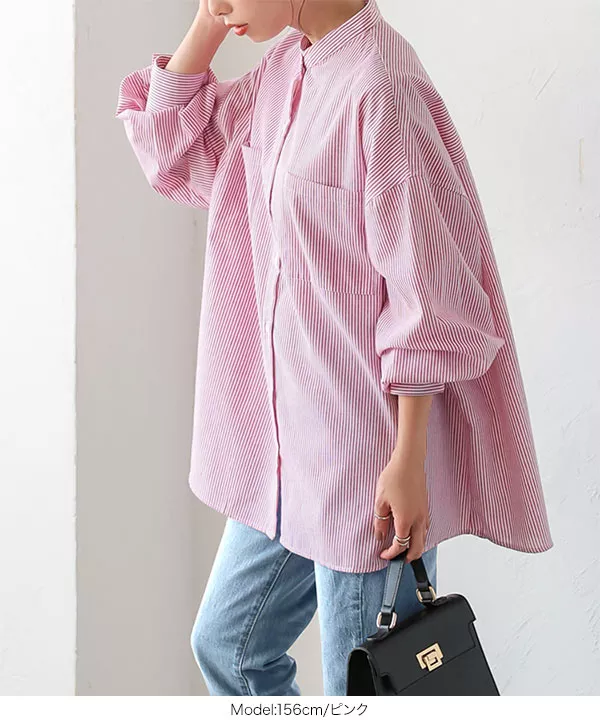 ストライプバンドカラーシャツ [C6277] | トップス全品送料無料！2/20
