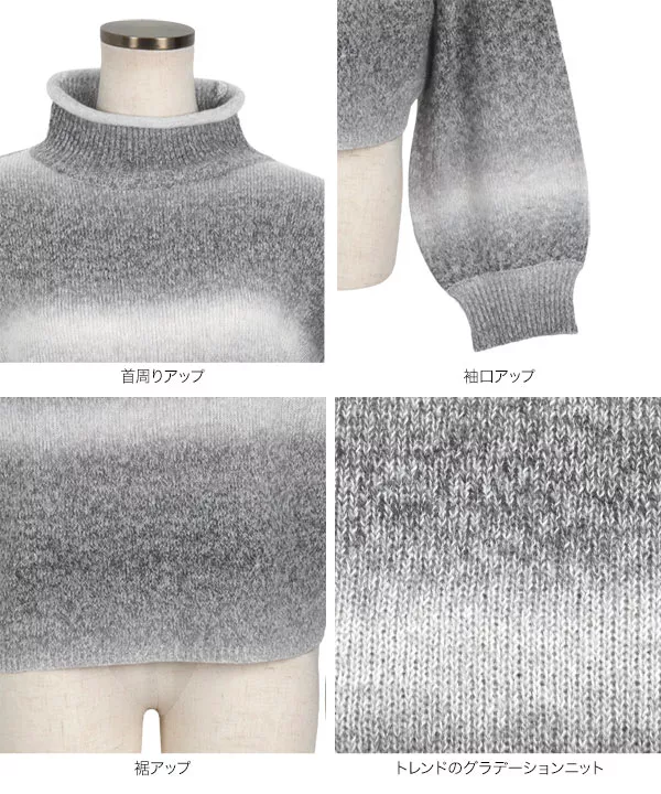 グラデーションモックネックニットトップス [C6291]