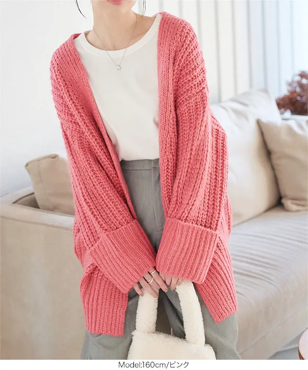 ボリュームビッグニットガウンコーディガン [C6307] - レディース