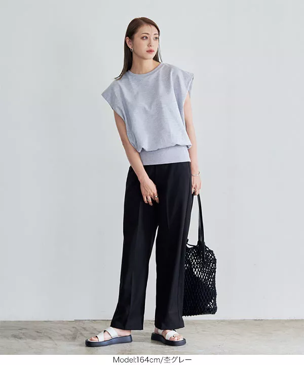 フレンチスリーブスウエットトップス [C6332]   　 | トップス全品送料無料！9/11(金)18:00〜9/14(月)朝11:59まで
