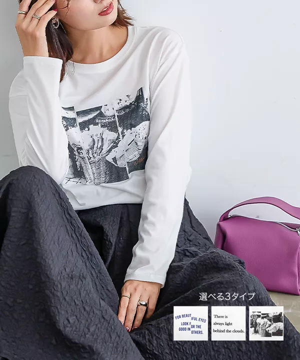選べるプリント長袖Tシャツ [C6342] - レディースファッション通販