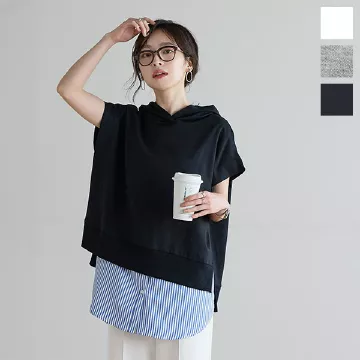 サイドスリットフーディフレンチトップス [C6357]   　