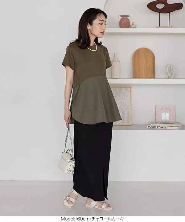 ペプラムドッキングチュニックTシャツ [C6367]   　