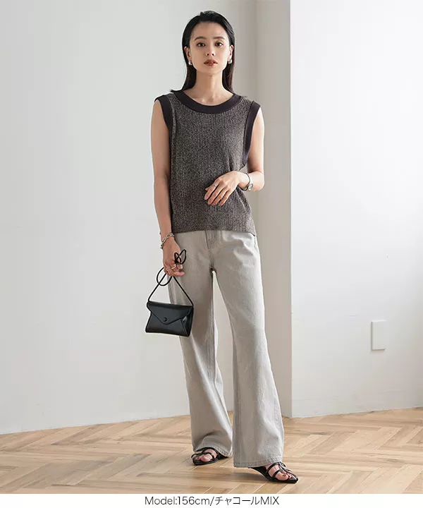 ニットベスト バックVネックメランジニットベスト [C6370] - レディース