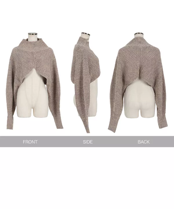 ハイネッククロップドニットトップス [C6423] - レディース