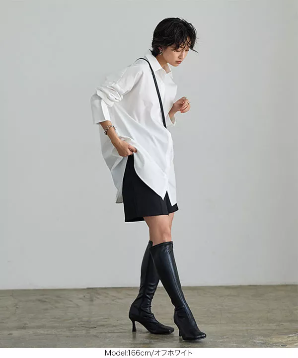 バックオープンビッグシャツチュニック [C6427] - レディース