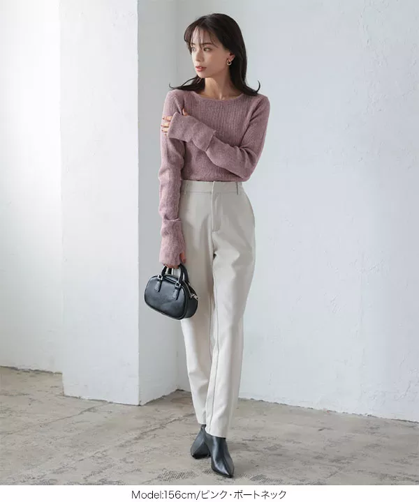 選べる2タイプ フィンガーホール付きリブニット [C6445] | SALE