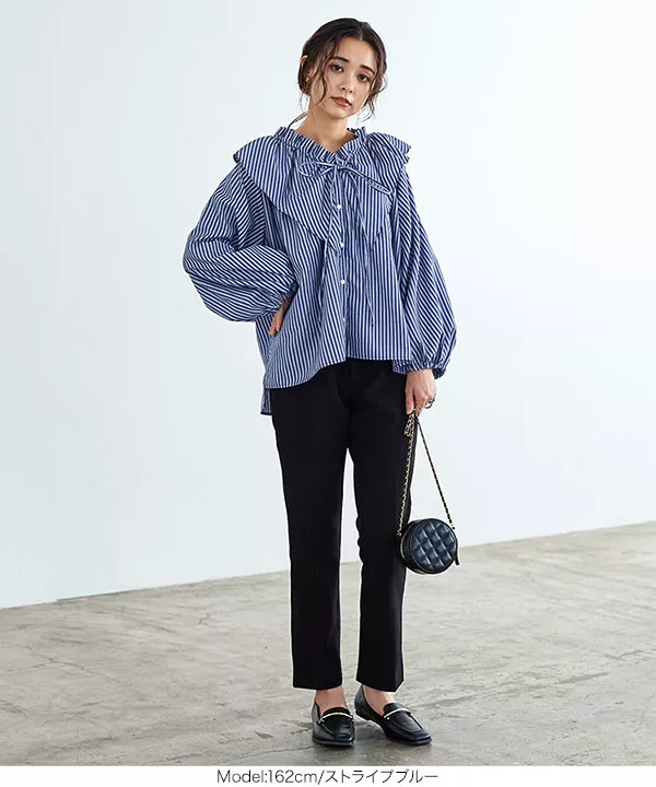 kale frill stripe shirt　ブルー kale frill stripe shirt ブルー 美品 kale frill stripe shirt ブルー