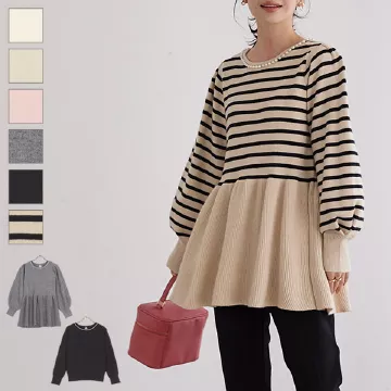 選べる2タイプ パール付きニットプルオーバー [C6505]