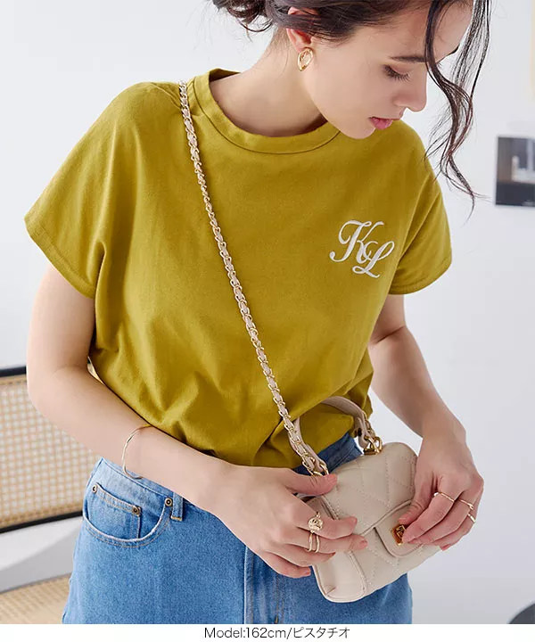 [ コットン100% ] 選べるデザイン フレンチスリーブ刺繍Tシャツ [C6541]