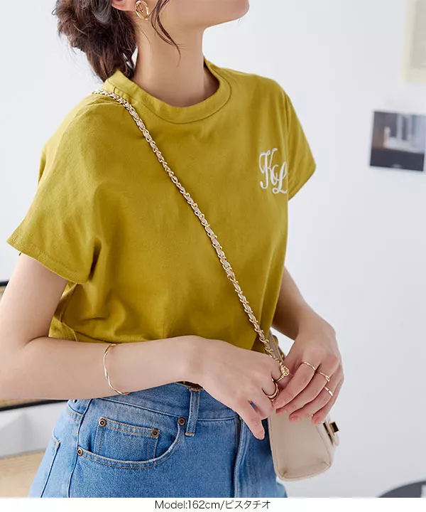 [ コットン100% ] 選べるデザイン フレンチスリーブ刺繍Tシャツ [C6541]