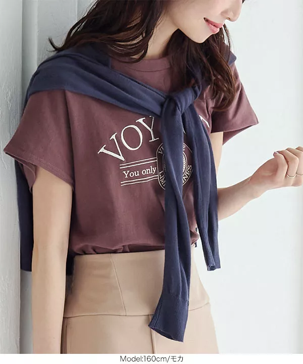 [ コットン100% ] 選べるデザイン フレンチスリーブ刺繍Tシャツ [C6541]