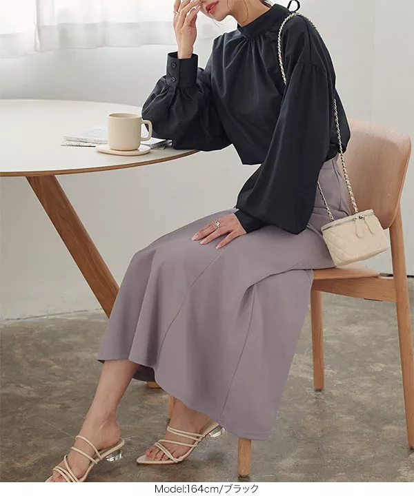 グレース♡スタンドネック&amp;袖口シャーリング可愛いです 美人百花10月号掲載】ハイネックシャーリング ブラウス | エニィスィス