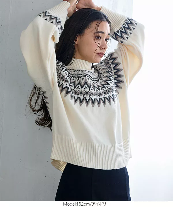 ボリュームスリーブノルディックニット [C6584] - レディース