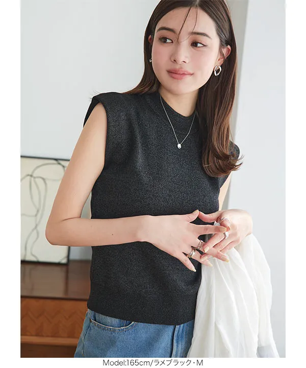 二重スリーブモックネックニットトップス [C6610] - レディース