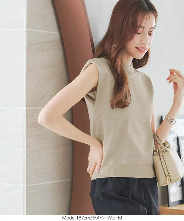 二重スリーブモックネックニットトップス [C6610] - レディース