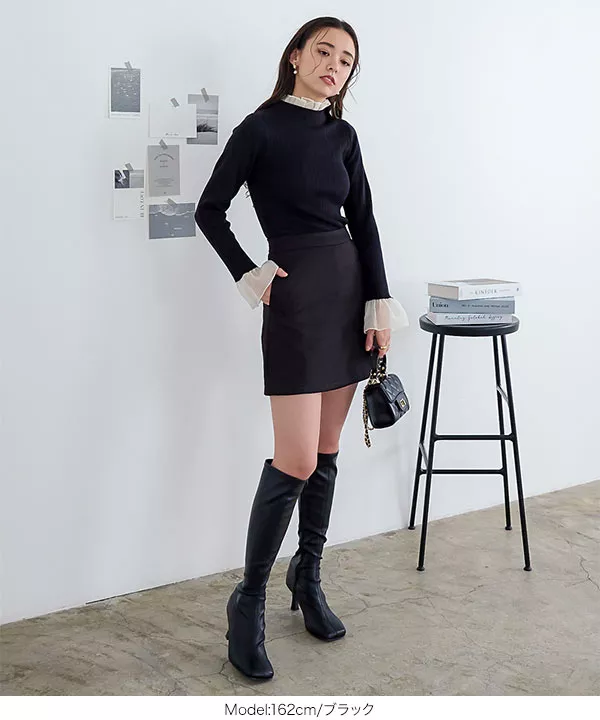 フリルスリーブランダムリブニット [C6624] | トップス全品送料無料！10/2(金)18:00〜10/5(月)朝11:59まで