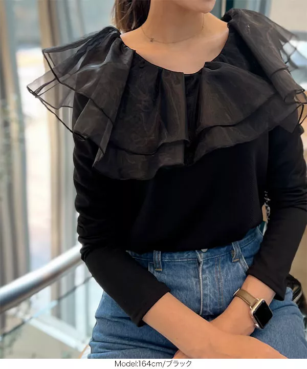 シアーフリルトップス [C6625] - レディースファッション通販 神戸