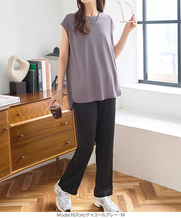 [ ASELEAR ]選べる2サイズ 汗染み防止フレンチスリーブTシャツ [C6626]