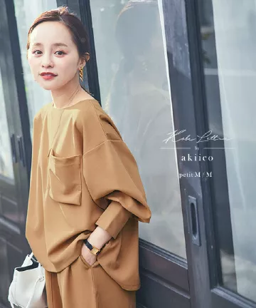 [ 田中亜希子さんコラボ ]カットジョーゼットバックジップポケットディテールトップス [C6631]