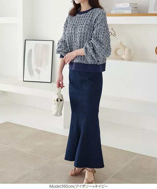 ぽこぽこギンガムチェック柄トップス [C6680] - レディース