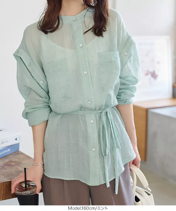 1枚で7パターン着回せる デザインガーゼシャツ [C6698] - レディース