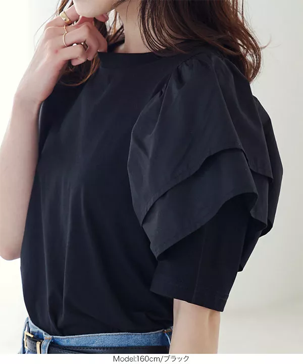 ティアードフリルぽわん袖Tシャツ [C6709] | トップス全品送料無料！8/7(金)18:00〜8/10(月)朝11:59まで