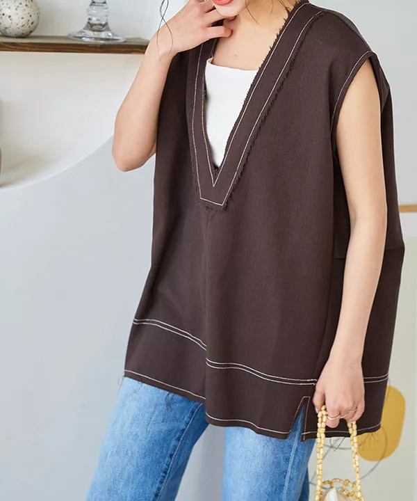 ステッチベスト [C6721] - レディースファッション通販 神戸レタス