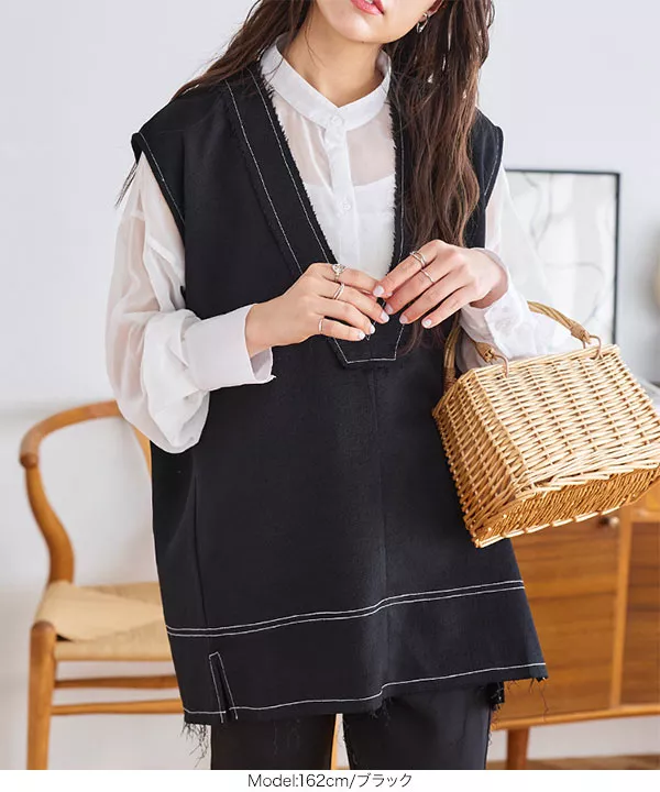 ステッチベスト [C6721] - レディースファッション通販 神戸レタス