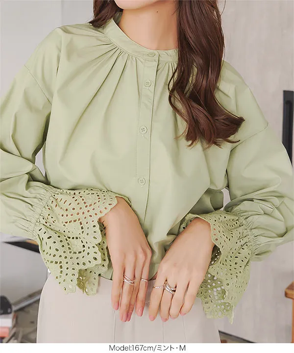 美品✨ ミヤコ レース 切替 チュニック ブラウス 日本製 ベージュ 楽天市場】ブラウス レディース 綿100 レース 刺繍 夏 春