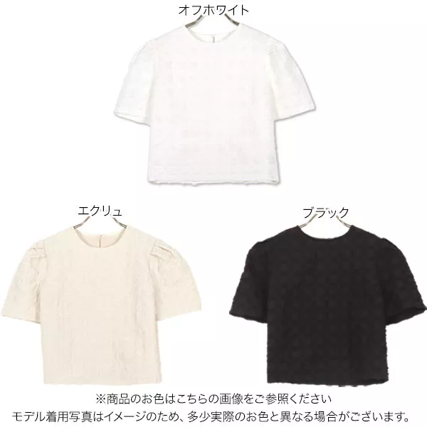 チェック柄ぽこぽこ半袖トップス [C6740] - レディース