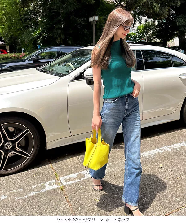 [ 岡部あゆみさんコラボ ] 選べる2タイプUVカットコットンレーヨンノースリーブニットトップス [C6757]