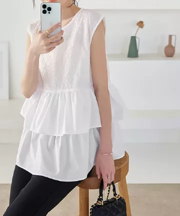 PLEATS PLEASE COTTON SKIP　トップス白 PLEATS PLEASE COTTON SKIP トップス白 PLEATS PLEASE ISSEY MIYAKE