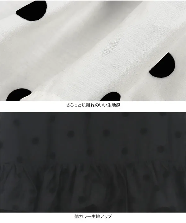 [ プチレタス ] インナーキャミ付きシアードットティアードブラウス [C6766]