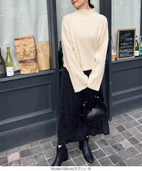 莉歩さんコラボ ]スヌード付き2wayネックルーズスリーブ
