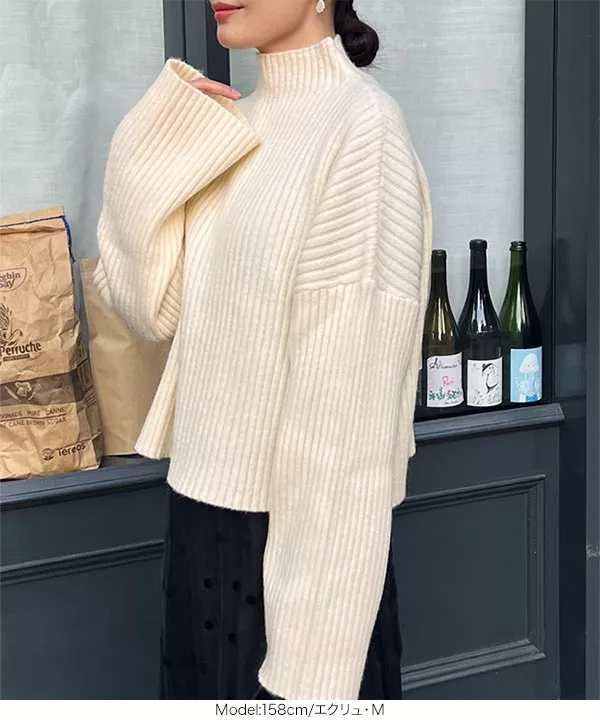 [ 莉歩さんコラボ ]スヌード付き2wayネックルーズスリーブリブニットトップス [C6776] | トップス全品送料無料！10/2(金)18:00〜10/5(月)朝11:59まで