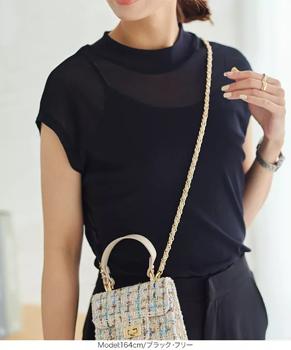 フレンチスリーブモックネックシアートップス [C6789] - レディース