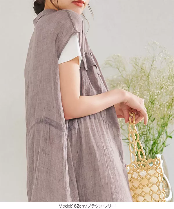 ガーゼタッチロングジレベストワンピース [C6820]