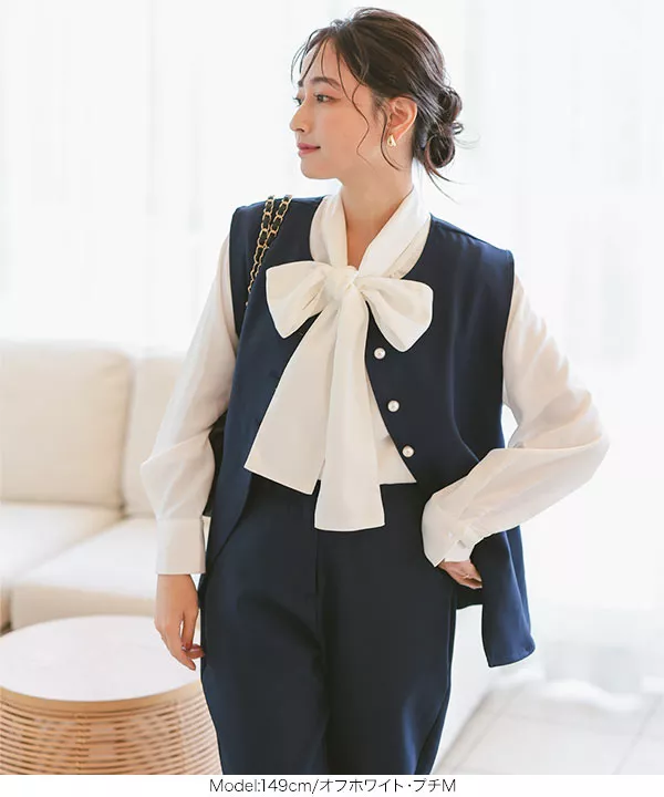 プチレタス ] 2デザインつけ襟セットブラウス [C6856] - レディース