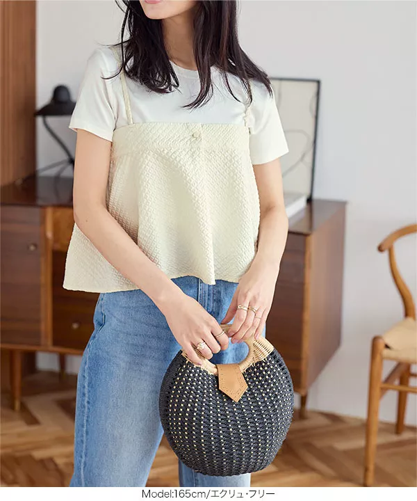 ふくれジャガードキャミビスチェトップス [C6863] - レディース